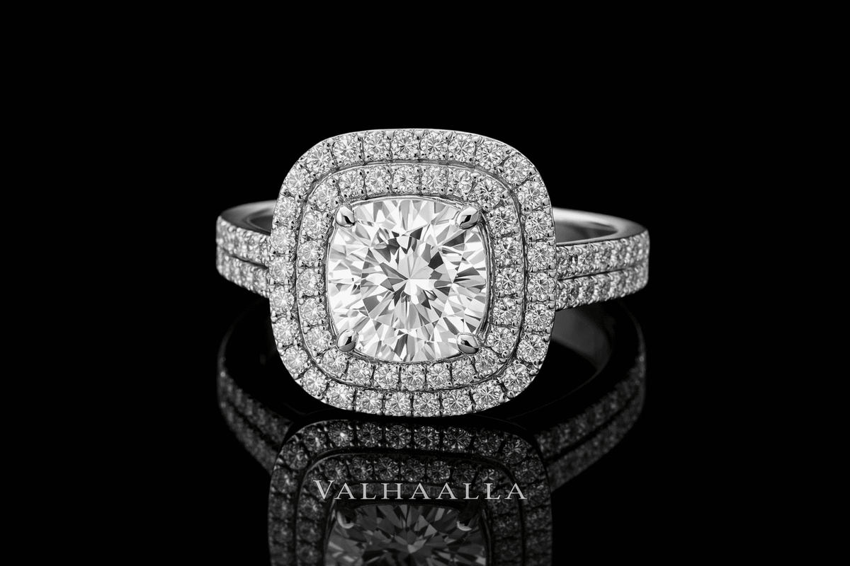 3.00Ct Round Cut Double Halo Engagement Ring for Women Wedding Ring In Gold