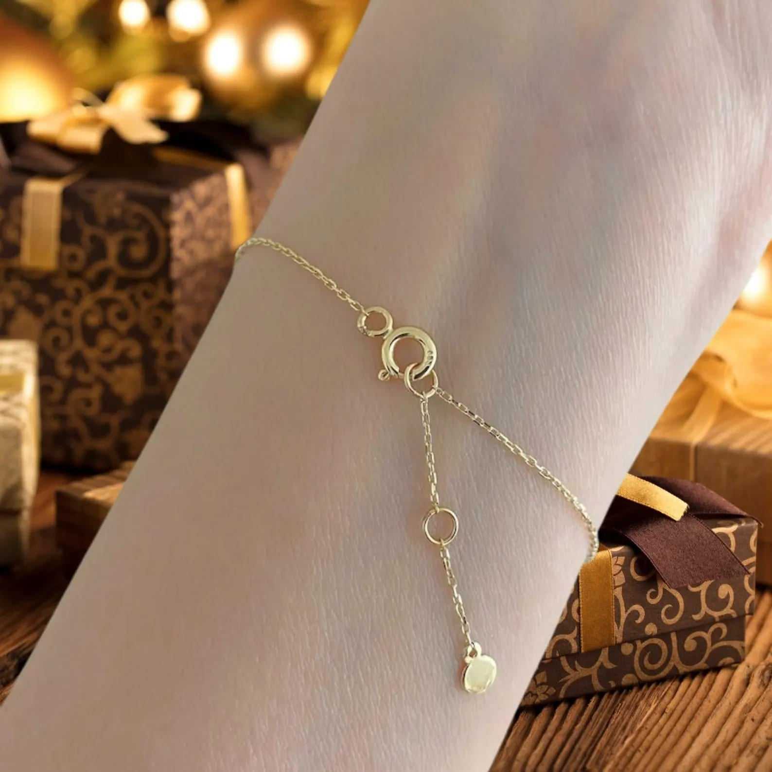 Dainty Leaf Bracelet Solid Gold Diamond Bracelet Minimalist Stacking Bracelet Beautiful Gift for Her
