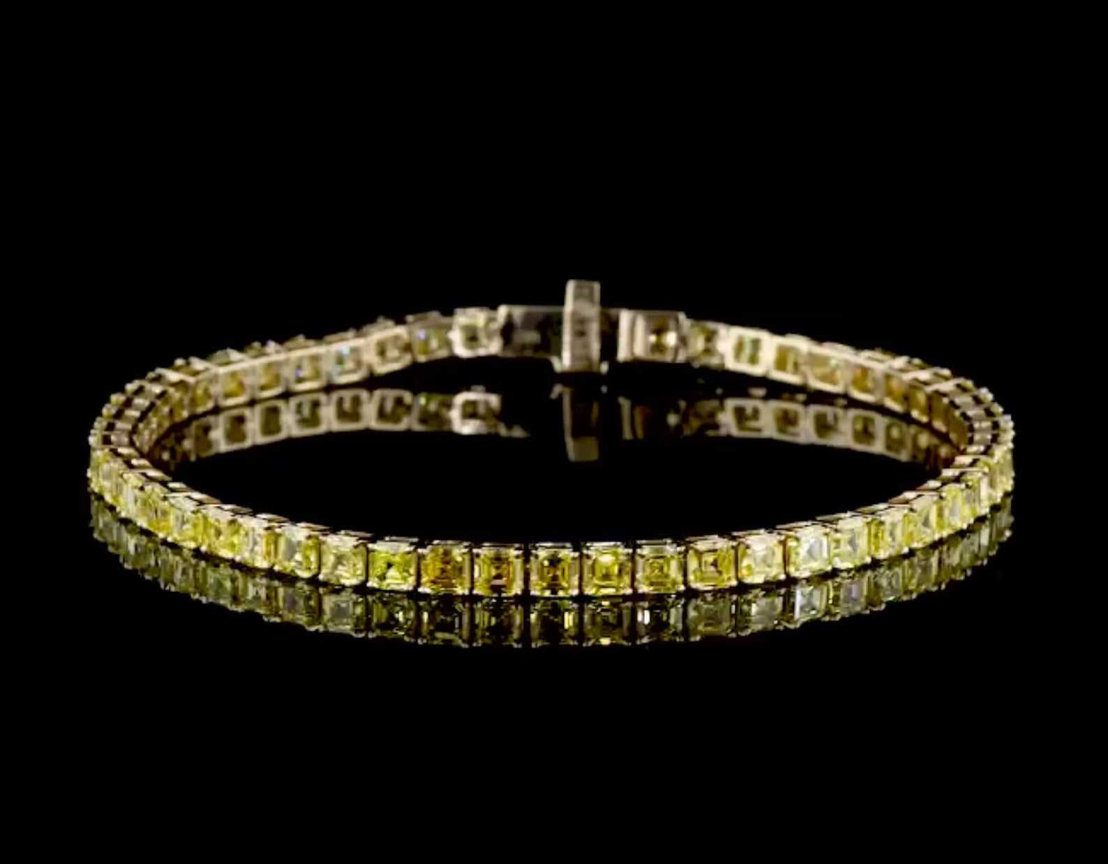 Diamond Tennis Bracelet 8.14 CT Asscher Cut Bezel Set Tennis Bracelet in Solid Gold Luxury Diamond Bracelet Fine Jewelry Gift for Women