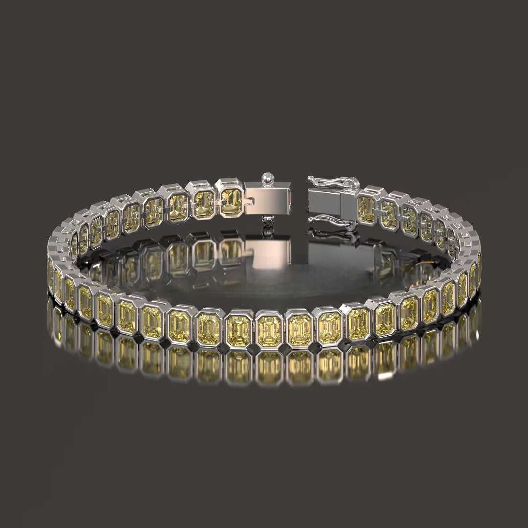 Fancy Emerald Cut Tennis Bracelet Diamond Bezel Set Luxury Tennis Bracelet for Women Fine Jewelry Gift