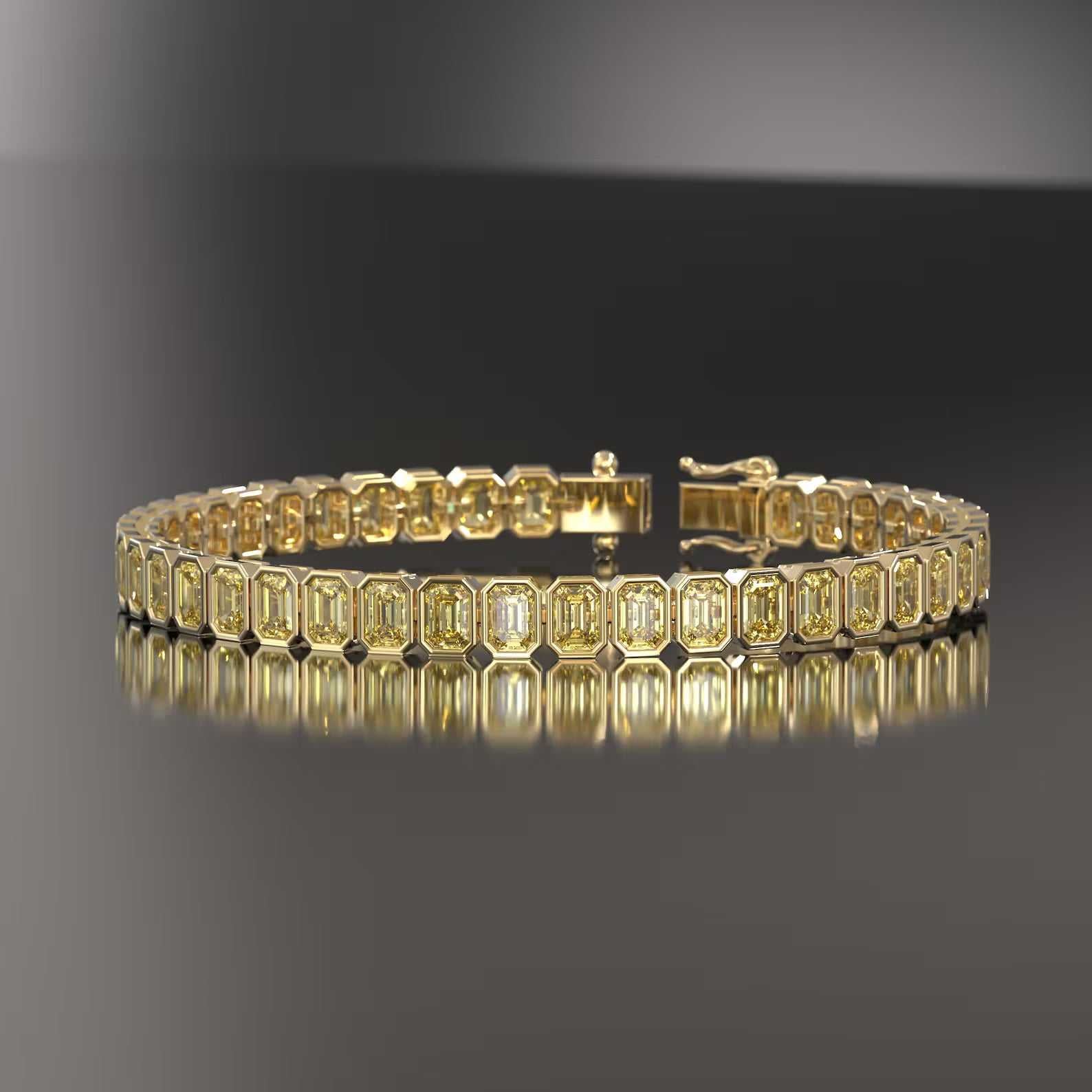 Fancy Emerald Cut Tennis Bracelet Diamond Bezel Set Luxury Tennis Bracelet for Women Fine Jewelry Gift