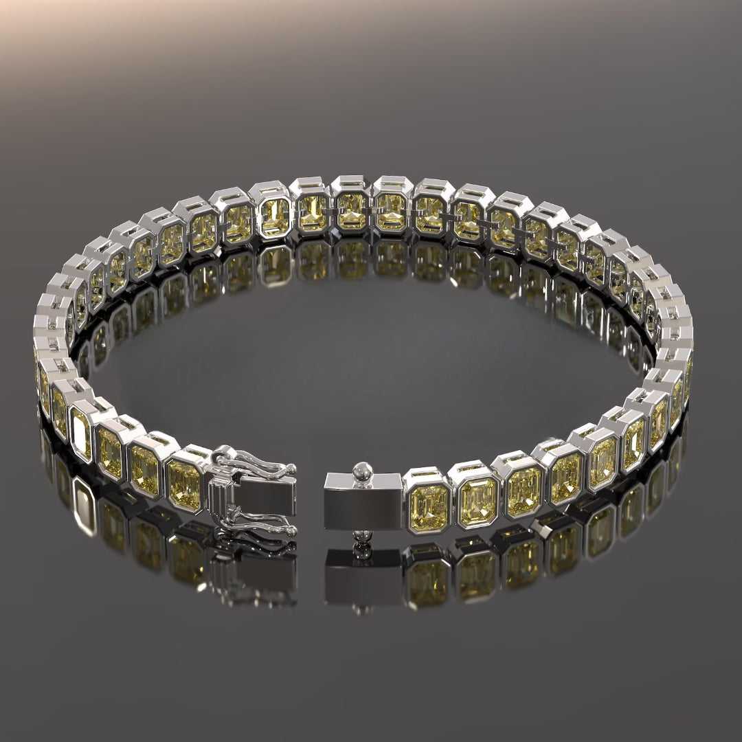 Fancy Emerald Cut Tennis Bracelet Diamond Bezel Set Luxury Tennis Bracelet for Women Fine Jewelry Gift