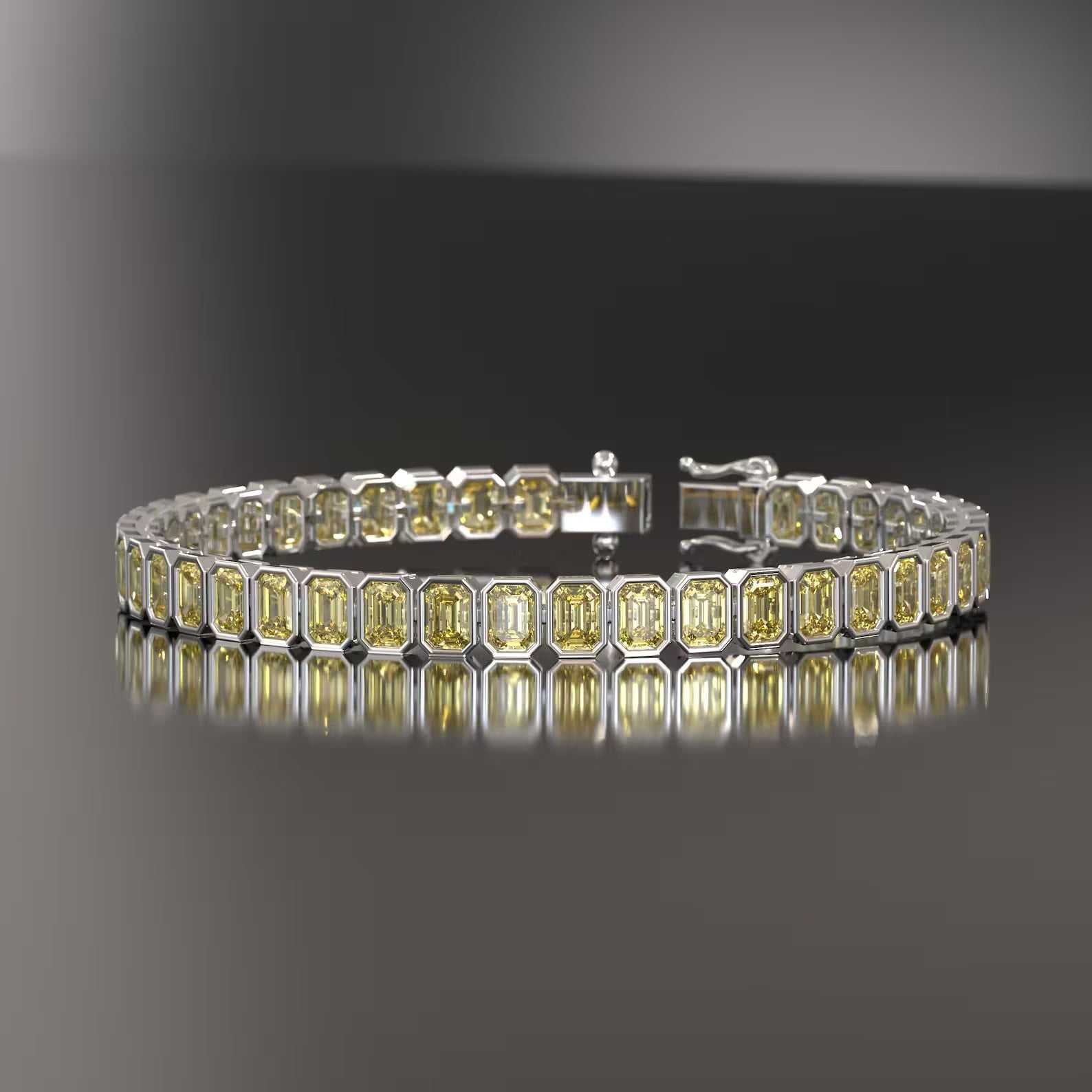 Fancy Emerald Cut Tennis Bracelet Diamond Bezel Set Luxury Tennis Bracelet for Women Fine Jewelry Gift