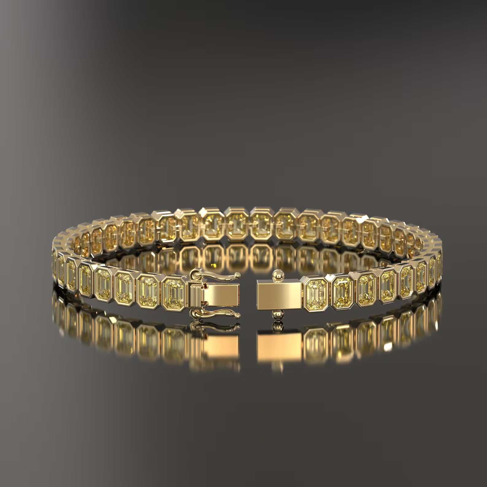 Fancy Emerald Cut Tennis Bracelet Diamond Bezel Set Luxury Tennis Bracelet for Women Fine Jewelry Gift