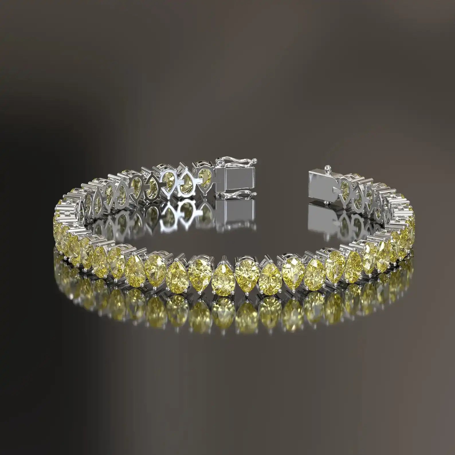 Fancy Diamond Tennis Bracelet Pear Cut Vivid Diamond Bracelet Prong Set Luxury Tennis Bracelet for Women Fine Jewelry Gift
