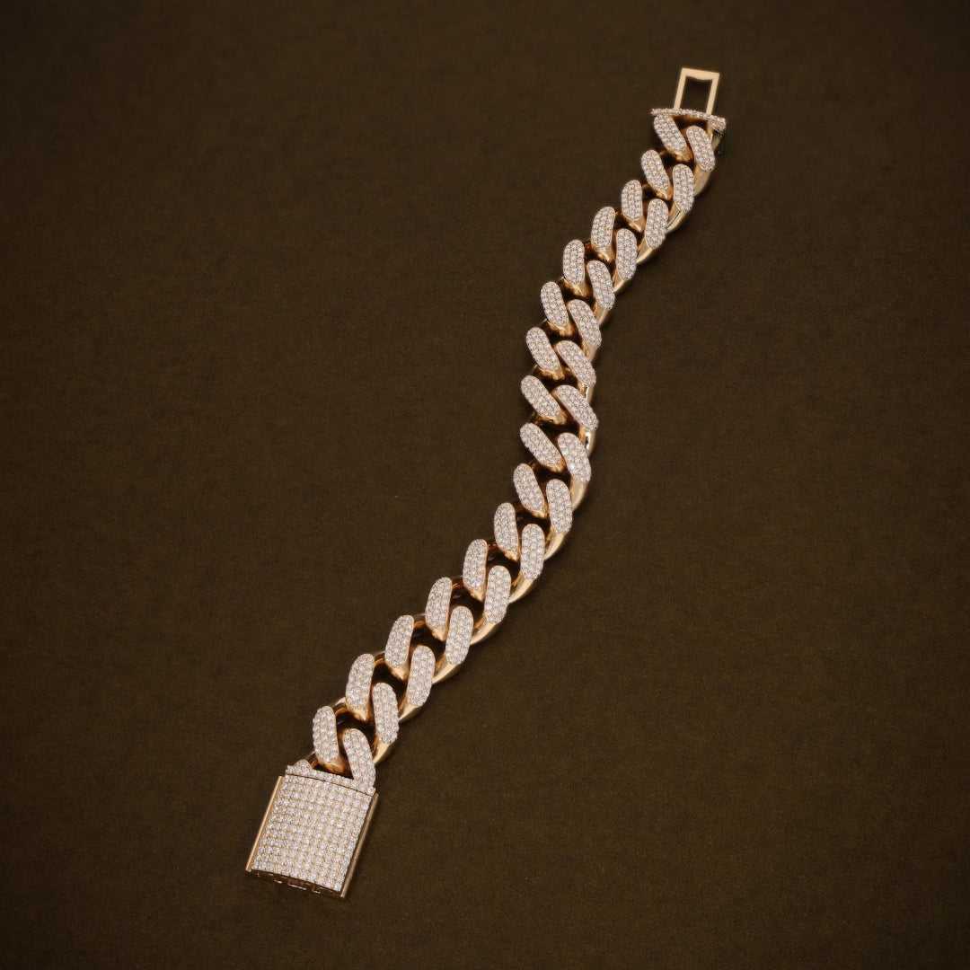 Diamond Cuban Link Bracelet for Men Round Brilliant Diamonds Solid Gold Iced Cuban Bracelet Luxury Hip Hop Jewelry