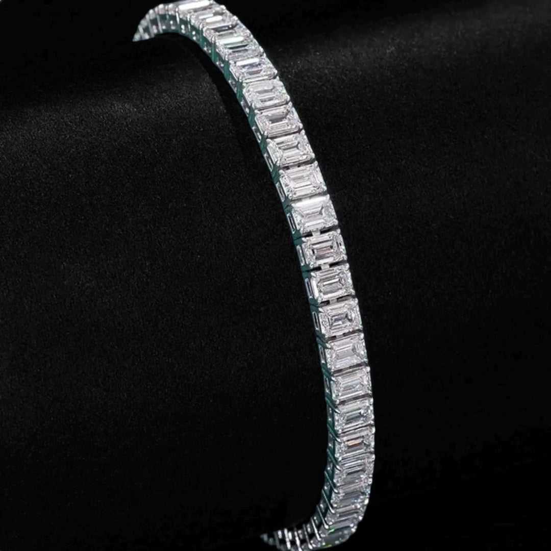 Emerald Cut Diamond Tennis Bracelet Solid Gold Step Cut Diamond Bracelet Luxury Tennis Bracelet Anniversary Wedding Gift