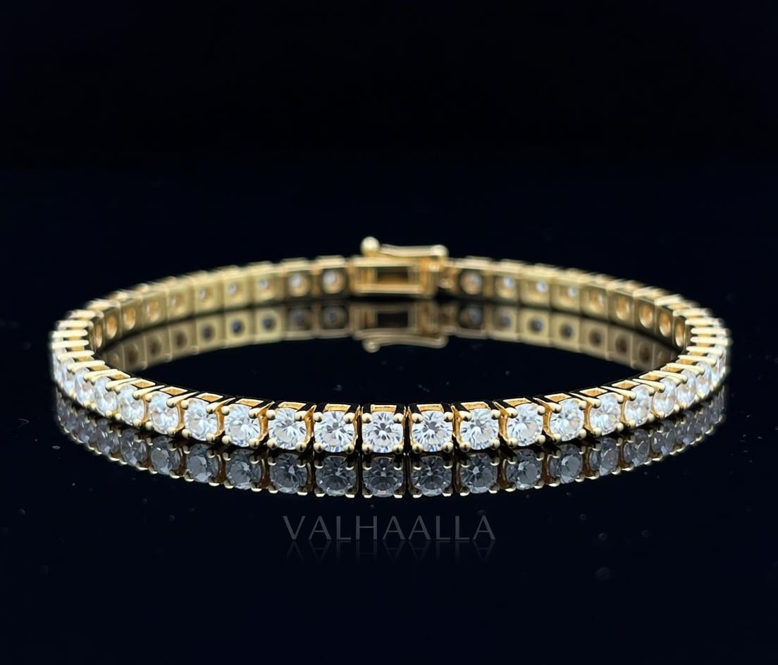 6.40 CTW Round Diamond Tennis Bracelet in Solid Gold Classic Prong Set
