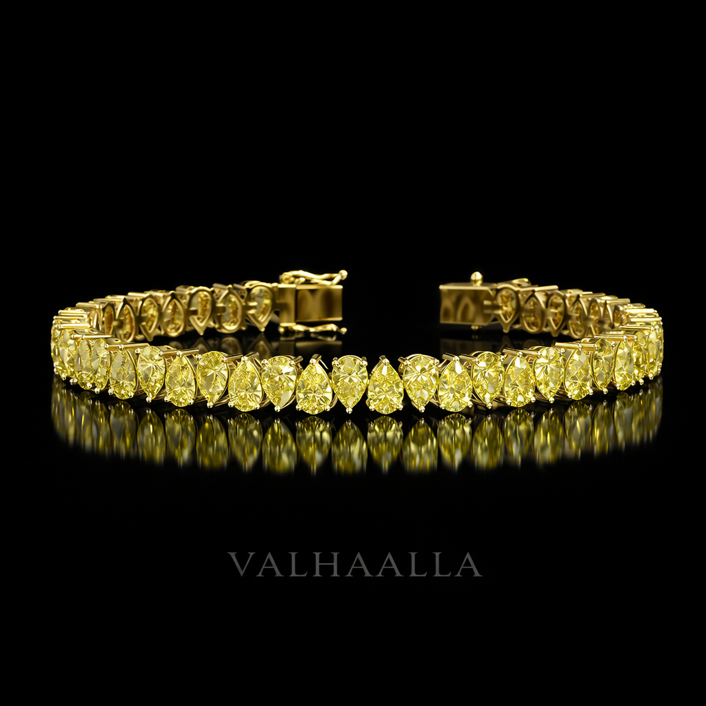 5.64 TCW Pear Cut Diamond Tennis Bracelet for Women Prong Set Gold