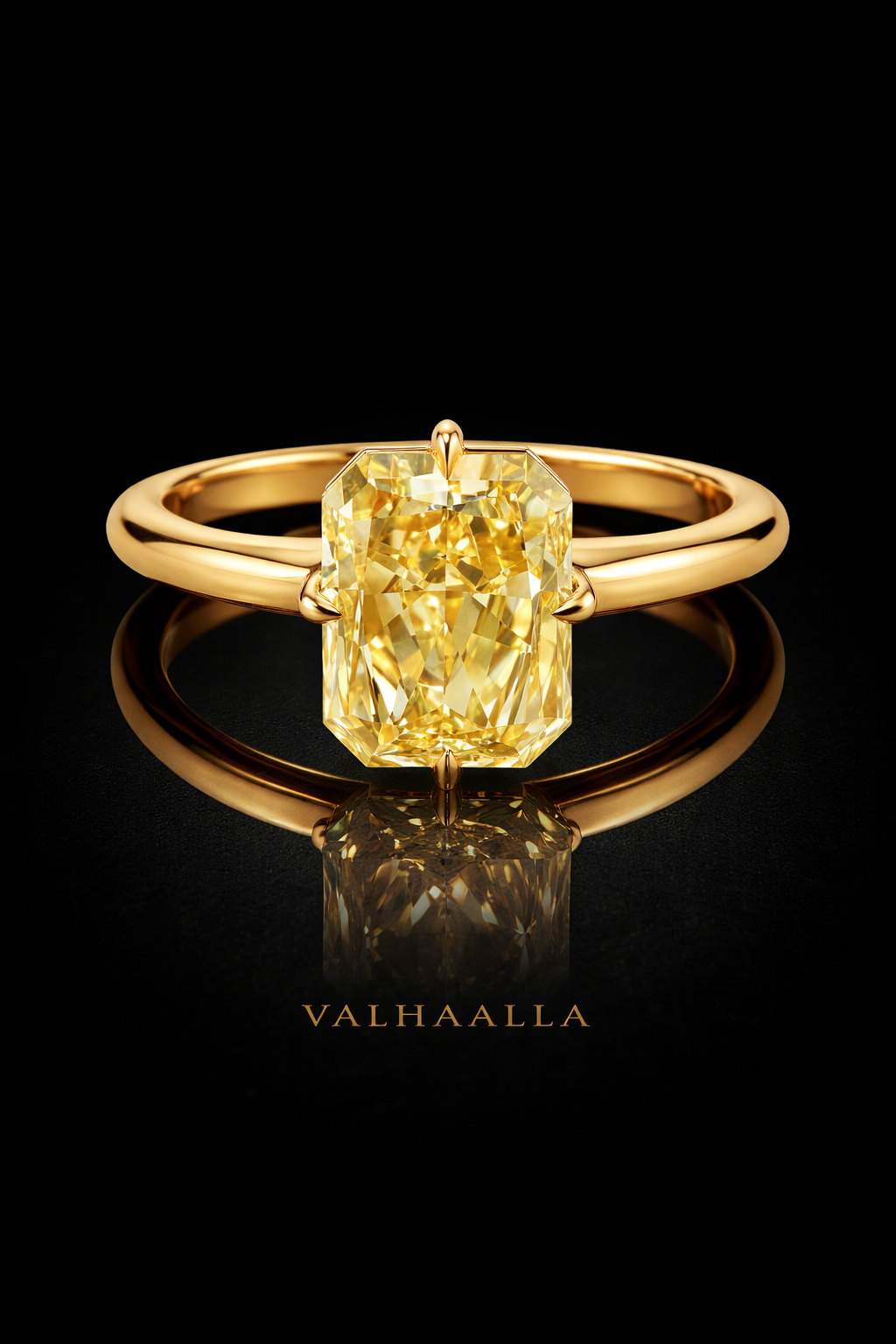 3.00 Ct Vivid Canary Radiant Cut Diamond Solitaire Ring in Solid Gold Setting