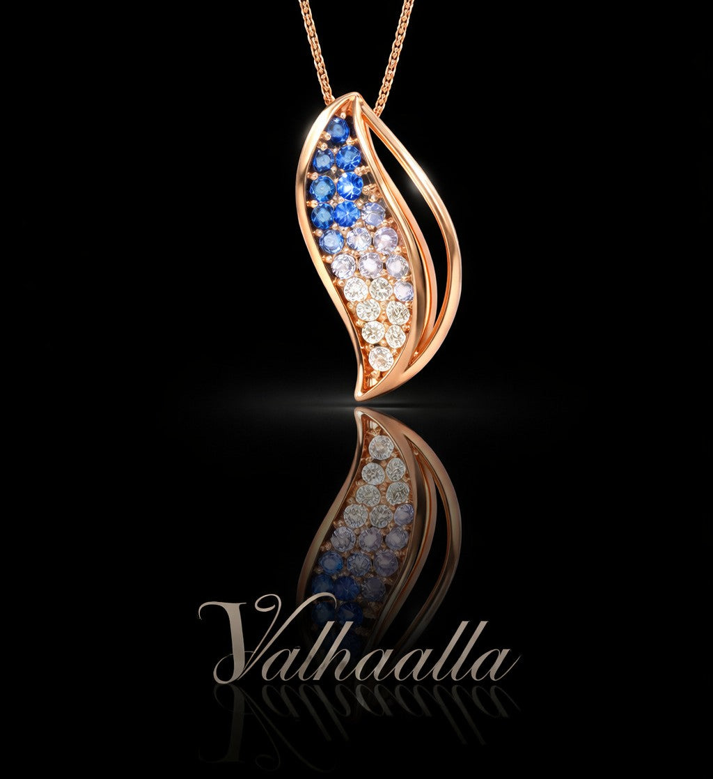 0.070 CT Vivian Petal Pendant with Pavé Blue & White Moissanite