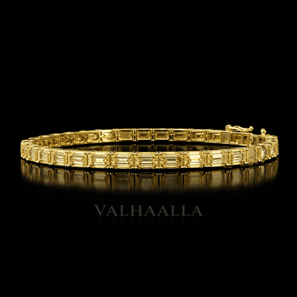 5.64 TCW Emerald Cut Diamond Tennis Bracelet in Solid Gold Prong Set