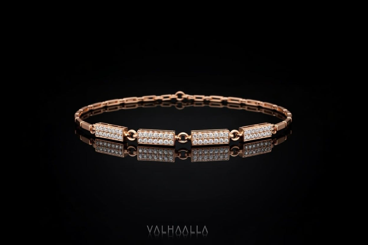 6.00 Ct Solid Gold Diamond Pave Bar Bracelet Elegant Gift for Women