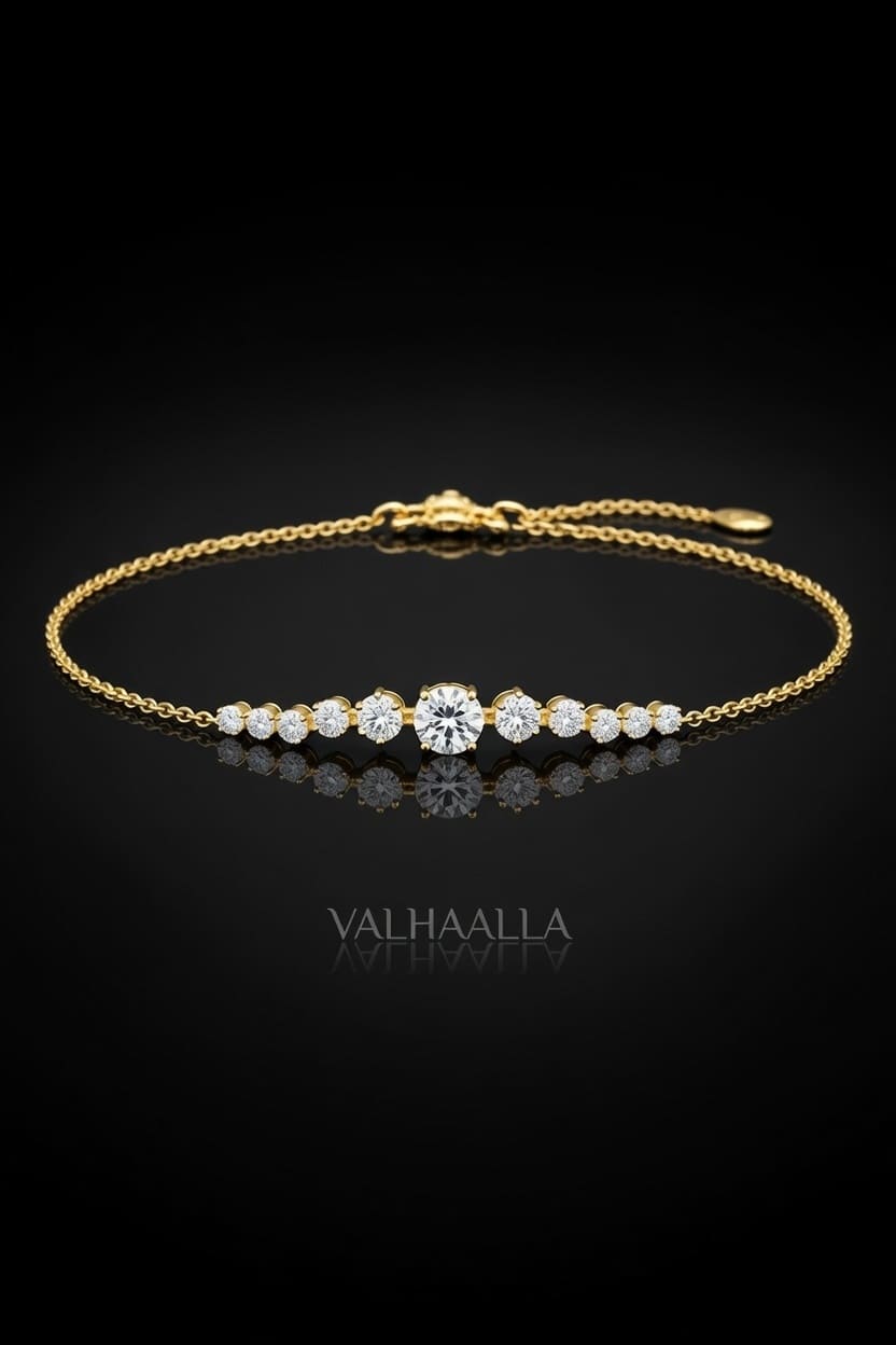 5.5 CT Double Chain Cluster Bracelet Star Inspired Dainty Gold Gift