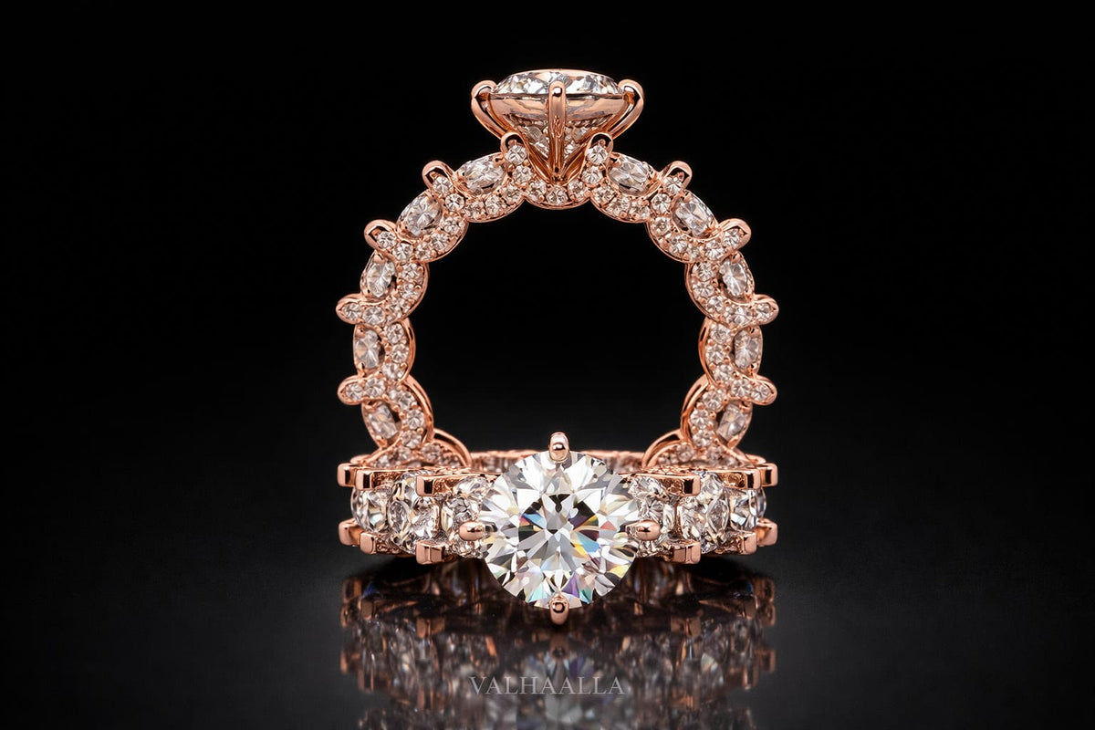 2.00 Ct Round Engagement Ring Eternity Band Wedding Ring In Gold