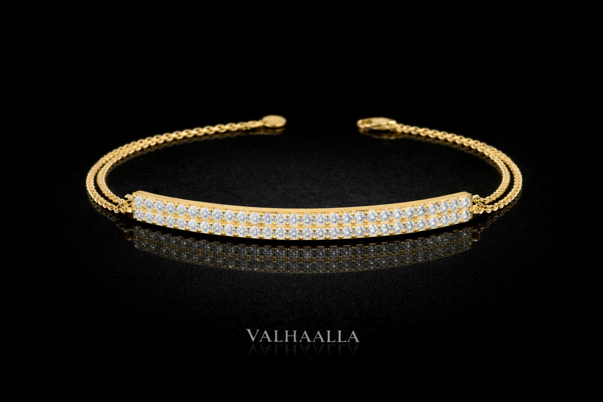 5.50 Ctw Pave Diamond Bar Bracelet Solid Gold Minimalist Anniversary Gift