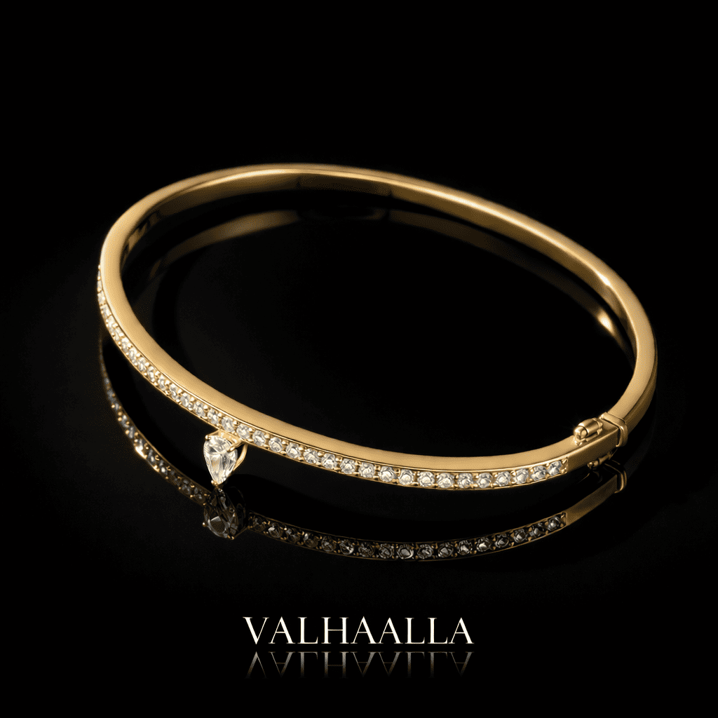 Luxury 5.60 Ct Solid Gold Pear Diamond Bangle Bracelet for Women