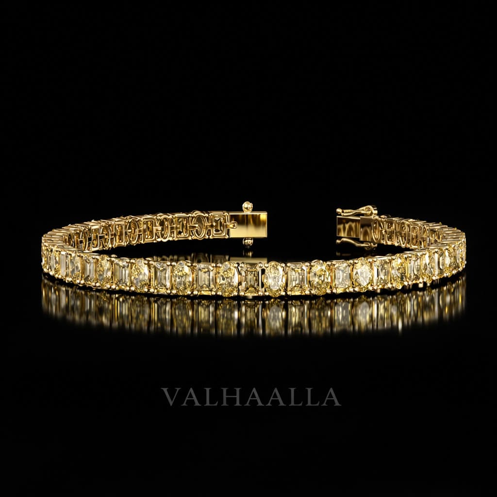 6 CTW Emerald  Oval Cut Diamond Tennis Bracelet in Solid Gold